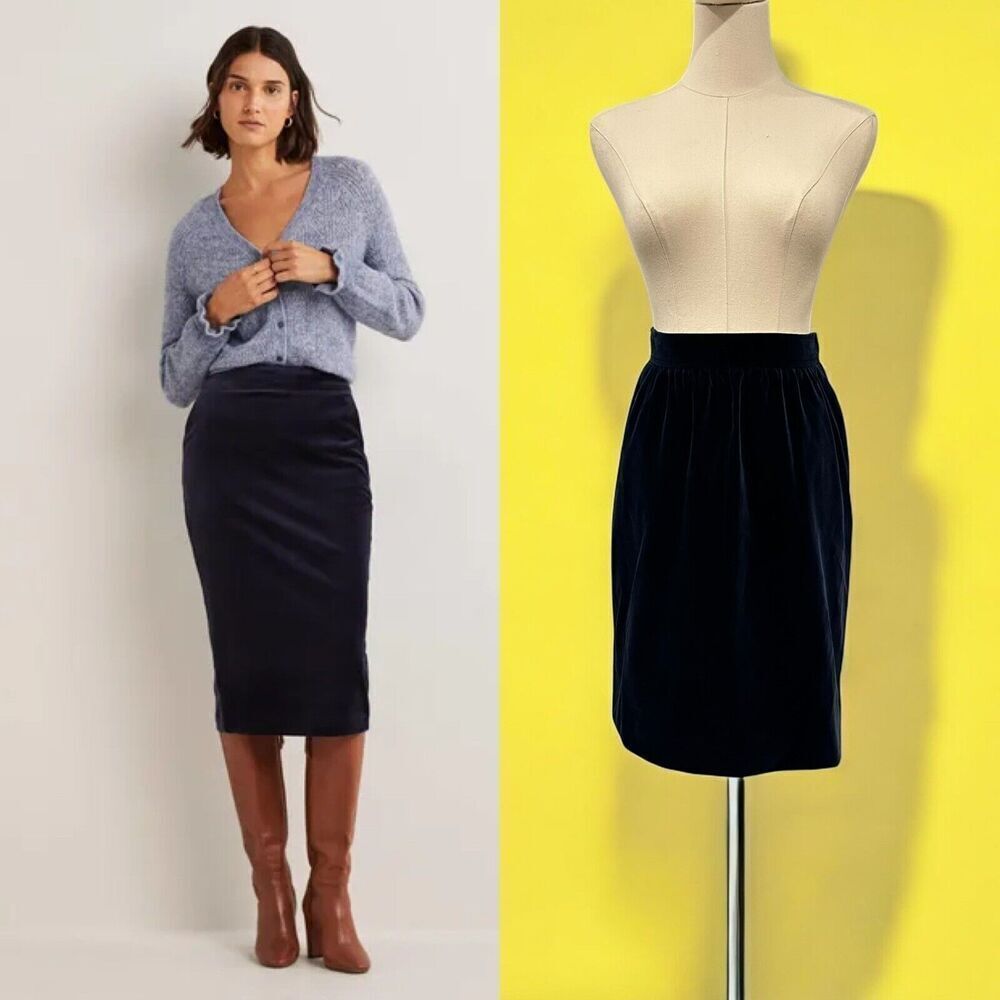 Vintage 80s Blue Velvet Skirt SAINT LAURENT Rive Gauche Sz‎ W26 France 38 2 Or 4